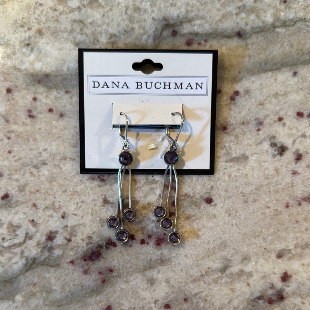 Dana Buchman Silver and Purple Geometric Earrings